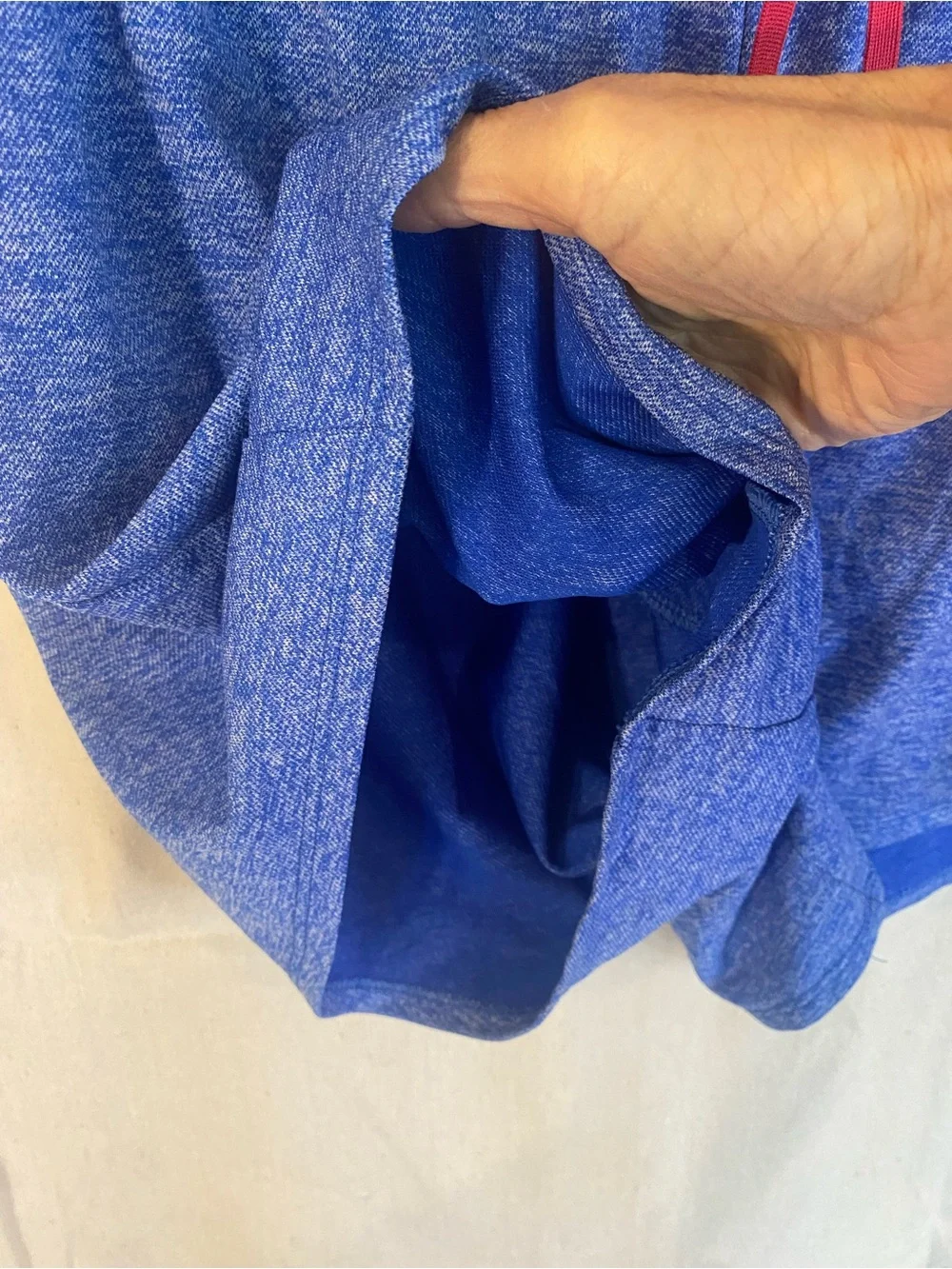Nike Women's Heather Royal Blue Athletic Shorts with Pink Swoosh